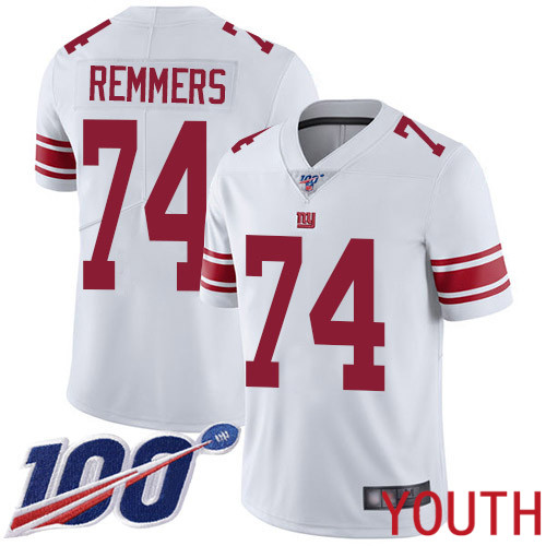 Youth New York Giants #74 Mike Remmers White Vapor Untouchable Limited Player 100th Season Football NFL Jersey->new york giants->NFL Jersey